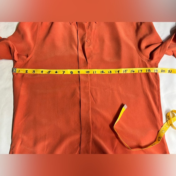 REISS Orange EDEN 💯 Silk long‎ sleeve button down shirt size 4 - Picture 15 of 16